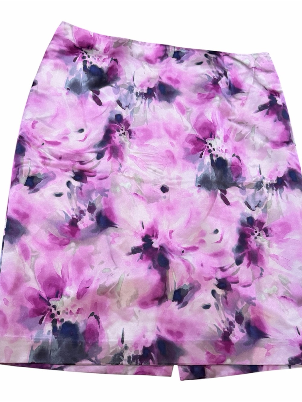 Jones NY Women's Pink Floral silk/Cotton Pencil Skirt 14 office feminine retro